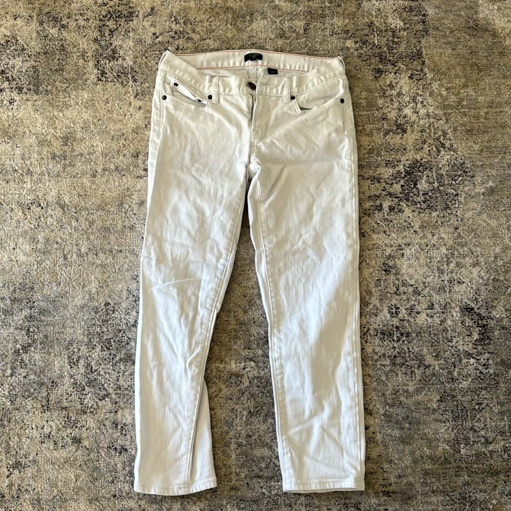 J. Crew White Straight Leg Skinny Jeans